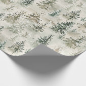 Green Cream Pine Trees Christmas Cadeaupapier (Hoek)