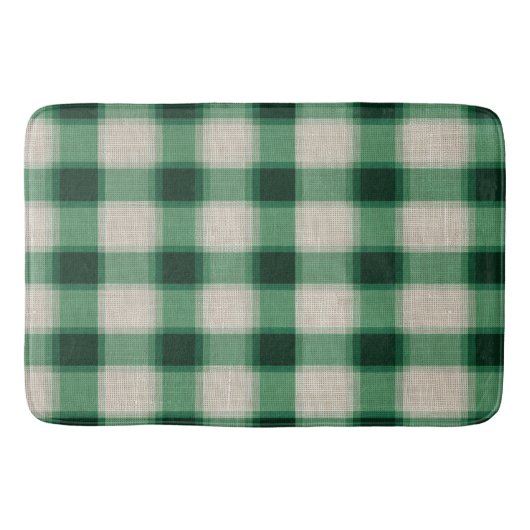 Green Cream Plaid Badmat (Voorkant)