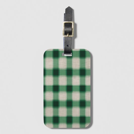 Green Cream Plaid Bagagelabel (Voorkant (verticaal))
