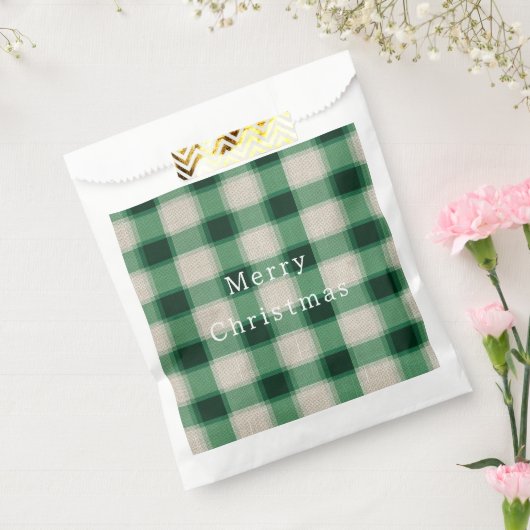 Green Cream Plaid Bedankzakje (Gezegeld)