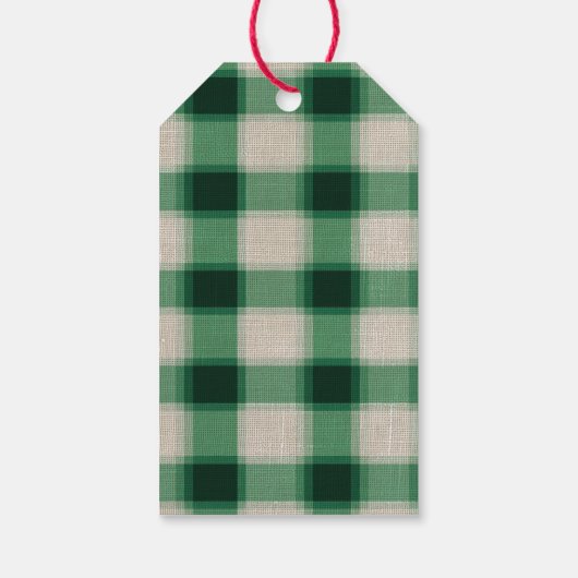 Green Cream Plaid Cadeaulabel (Achterkant)