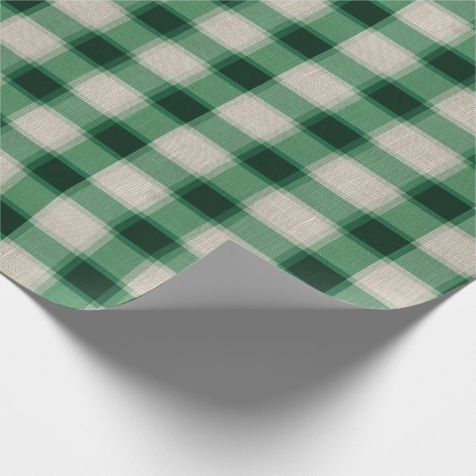 Green Cream Plaid Cadeaupapier (Hoek)