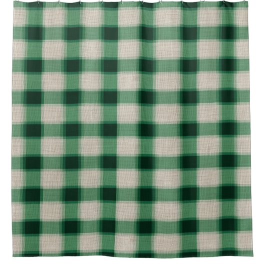 Green Cream Plaid Douchegordijn (Voorkant)