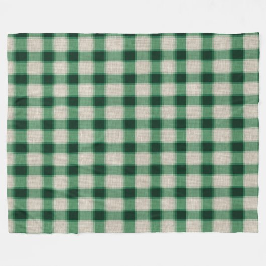 Green Cream Plaid Fleece Deken (Voorkant (Horizontaal))