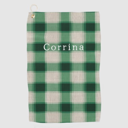Green Cream Plaid Golfhanddoek (Voorkant)