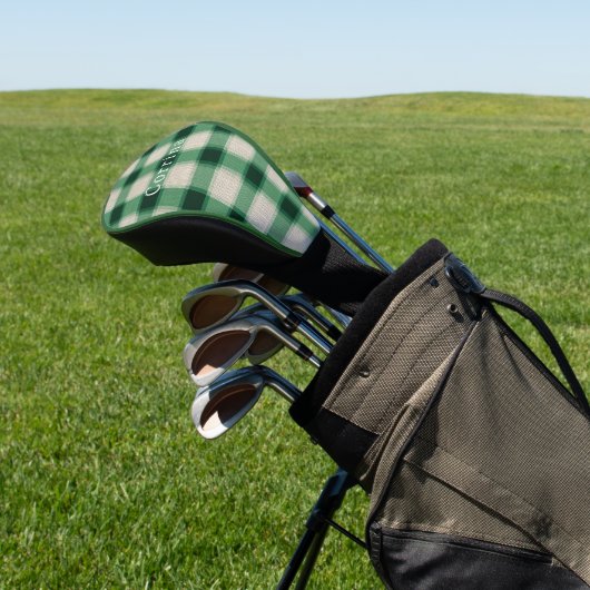 Green Cream Plaid Golfheadcover (Insitu)