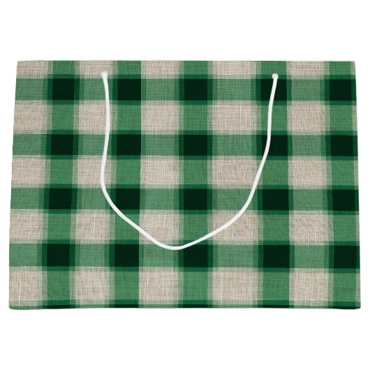 Green Cream Plaid Groot Cadeauzakje (Voorkant)