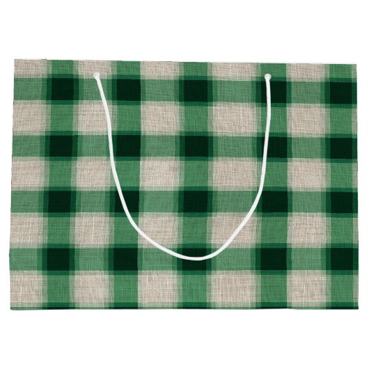 Green Cream Plaid Groot Cadeauzakje (Achterkant)