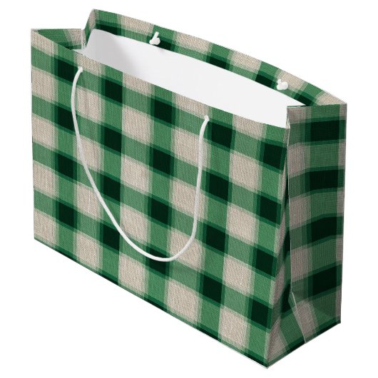 Green Cream Plaid Groot Cadeauzakje (Achterkant Gekanteld)