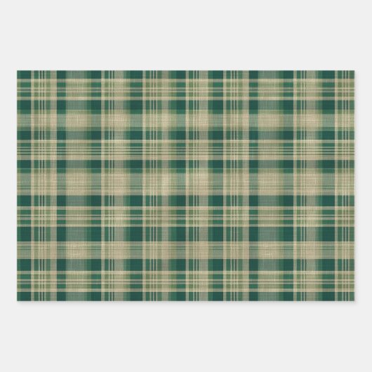 Green Cream Plaid Inpakpapier Vel (Voorkant 2)