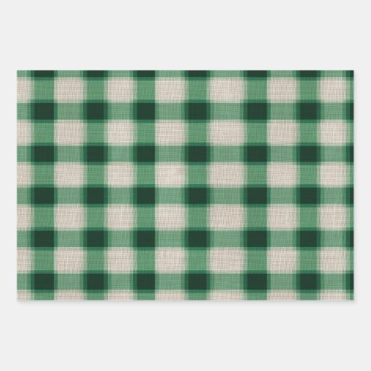 Green Cream Plaid Inpakpapier Vel (Voorkant)