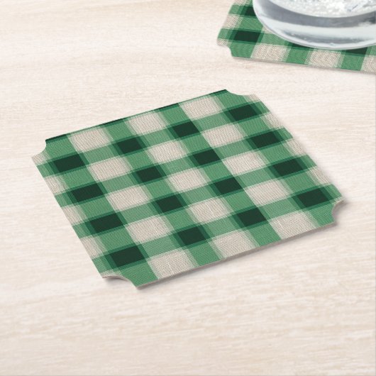 Green Cream Plaid Kartonnen Onderzetters (Gekanteld)