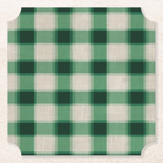 Green Cream Plaid Kartonnen Onderzetters (Voorkant)