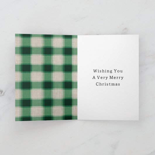 Green Cream Plaid Kerstboom Feestdagen Kaart (Binnen)