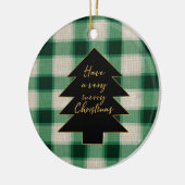 Green Cream Plaid Kerstboom Keramisch Ornament (Links)