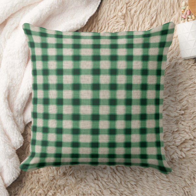 Green Cream Plaid Kussen (Deken)