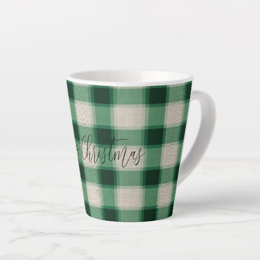 Green Cream Plaid Latte Mok (Rechterhoek)