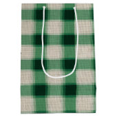 Green Cream Plaid Medium Cadeauzakje (Achterkant)