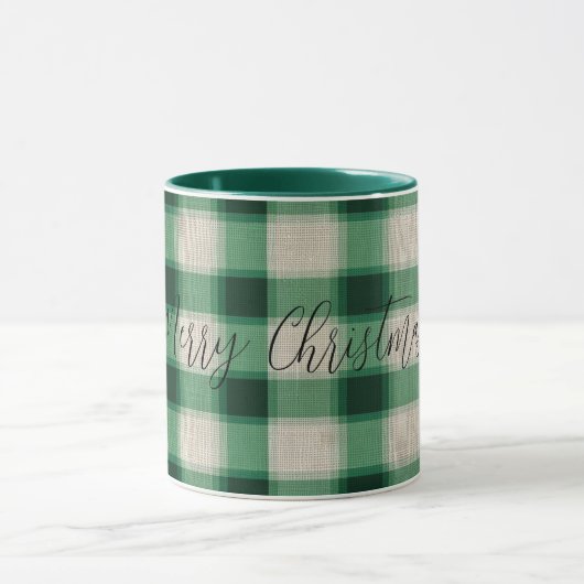 Green Cream Plaid Mok (Midden)