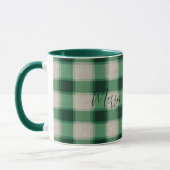 Green Cream Plaid Mok (Links)