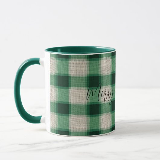 Green Cream Plaid Mok (Links)