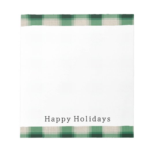 Green Cream Plaid Notitieblok (Voorkant)