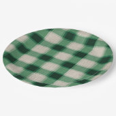 Green Cream Plaid Papieren Bordje (Gekanteld)