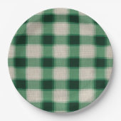 Green Cream Plaid Papieren Bordje (Voorkant)
