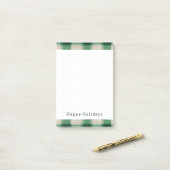 Green Cream Plaid Post-it® Notes (Op bureau)