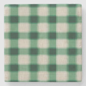 Green Cream Plaid Stenen Onderzetter (Voorkant)