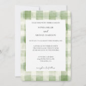Green Cream Plaid Stripes Country Wedding Kaart (Voorkant)