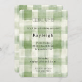 Green Cream Plaid Stripes Verjaardag Kaart (Voorkant / Achterkant)