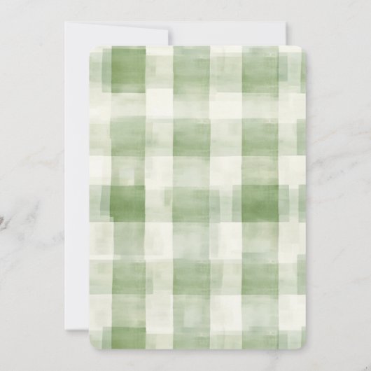 Green Cream Plaid Stripes Vrijgezellenfeest Kaart (Achterkant)