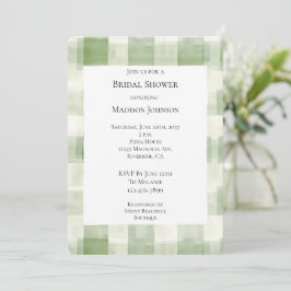 Green Cream Plaid Stripes Vrijgezellenfeest Kaart