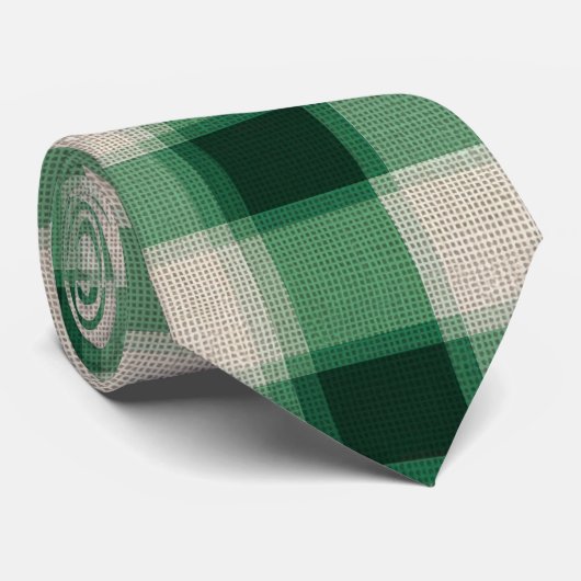 Green Cream Plaid Stropdas (Opgerold)