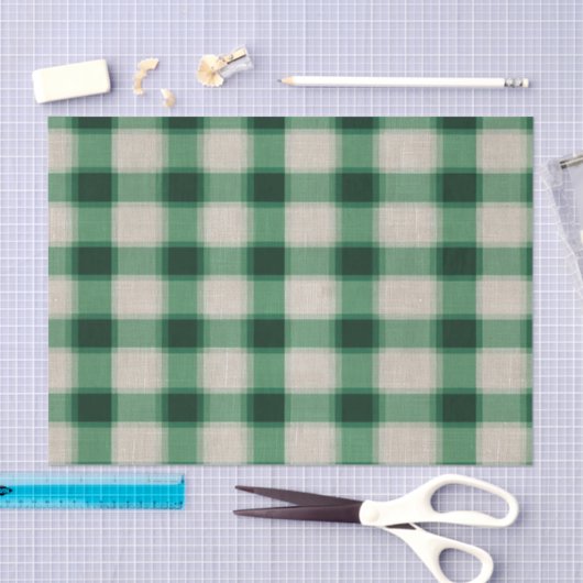 Green Cream Plaid Tissuepapier (Craft)