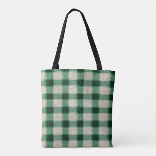 Green Cream Plaid Tote Bag (Achterkant)