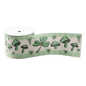 Green & Cream Shamrocks Hearts and Mushrooms 3" Grosgrain Lint (Spoel)