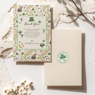 Green & Cream St Patricks Day Irish Thank You Card Bedankkaart