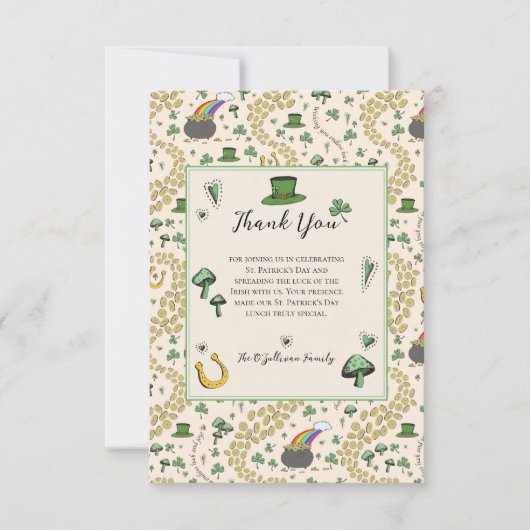 Green & Cream St Patricks Day Irish Thank You Card Bedankkaart (Voorkant)