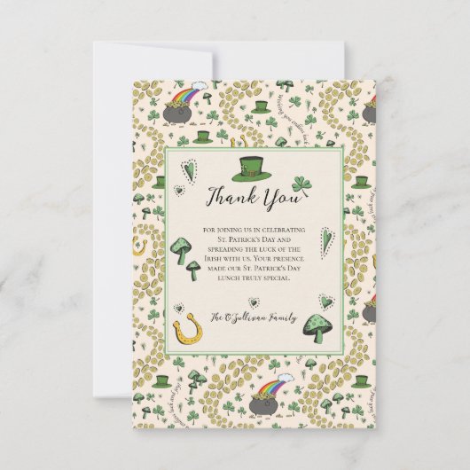 Green & Cream St Patricks Day Irish Thank You Card Bedankkaart (Voorkant)
