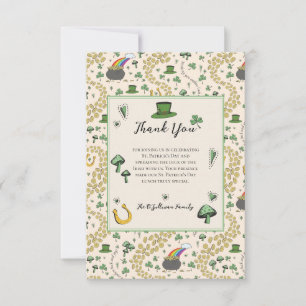 Green & Cream St Patricks Day Irish Thank You Card Bedankkaart