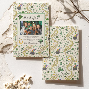 Green & Cream St Patricks Irish Thank You Card Bedankkaart