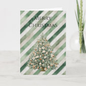 Green Cream Stripes Christmas Tree Kaart (Voorkant)