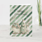 Green Cream Stripes Christmas Tree Kaart (Voorkant)