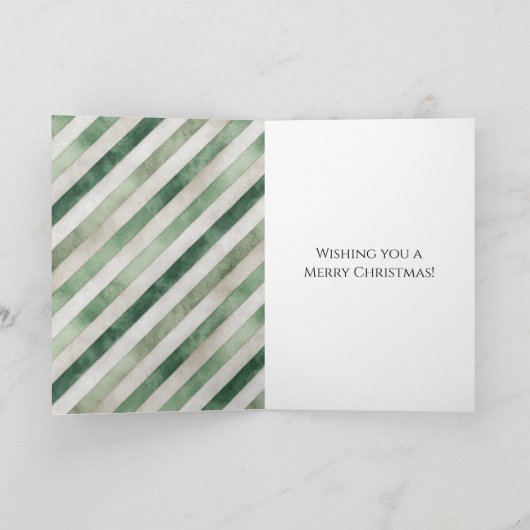 Green Cream Stripes Christmas Tree Kaart (Binnen)