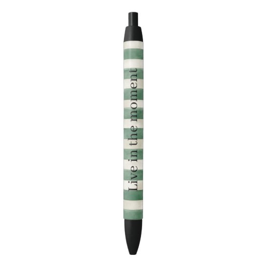 Green Cream Stripes Christmas Zwarte Inkt Pen (Voorkant Verticaal)