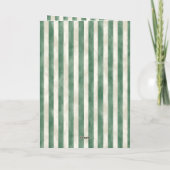 Green Cream Stripes Heart Bow Christmas Kaart (Achterkant)