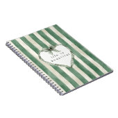 Green Cream Stripes Heart Bow Notitieboek (Rechterzijde)