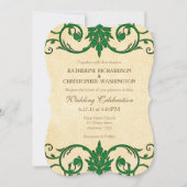 Green Cream Swirls Vintage bruiloft uitnodiging (Voorkant)